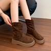 Fashion Platform Women Short Boots Classical Elegant Shoes Designer Elegant New Trends Suede Ankle Boots 2025 Winter Zapatillas De Mujer