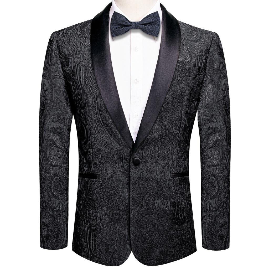 Mens Floral Tuxedo Dinner Jacket Regular Fit Shawl Lapel Paisley Prom Party Suit
