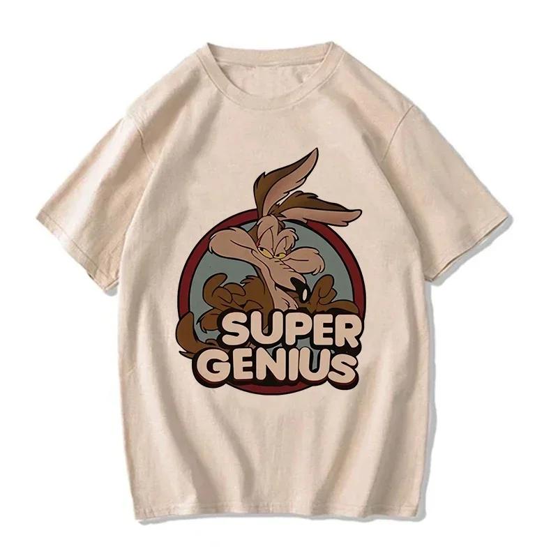 Unisex Funny Wile E Coyote Tee Shirt Unisex Women Cartoon Casual T-shirt Graphic EU Size Tops Streetwear Y2k Tshirt Hip Hop Gothic Clothes