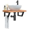 VidaXL Wall-mounted Washbasin Shelf Steel and Solid Beech Wood, Floating Washbasin Shelf, Washbasin Shelf To Place 3302379