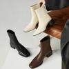 Fashion Shoes for Women 2024 High Quality Solid Color Simple Women's Square Toe Boots Fashionable and Versatile Winter Ladies High Heels