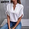 Women's Fashion Casual Summer Solid Color Print Short Sleeve V-Neck Blouses & Shirts