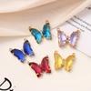 Copper Inlaid Zircon Colored Butterfly Bracelet Necklace Double Hole Pendant Jewelry Accessories Stud Earrings Accessories