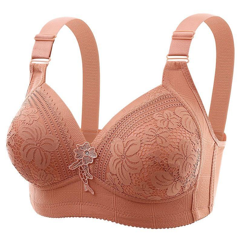 Lace Embroidery Gather To Prevent Sagging Bra Collect and Collect Breast Milk Non Magnetic and Non Steel Ring Women's Large Size Underwear