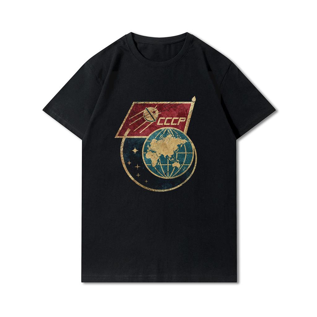 Plus Size Summer Men T Shirts Cccp Printed Casual Oversize Short Sleeves Tops 100% Cotton Outdoor Tees