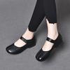 Women's Spring New Low-heeled One-word Mary Jane Shoes First-layer Cowhide Shallow-mouth Flats