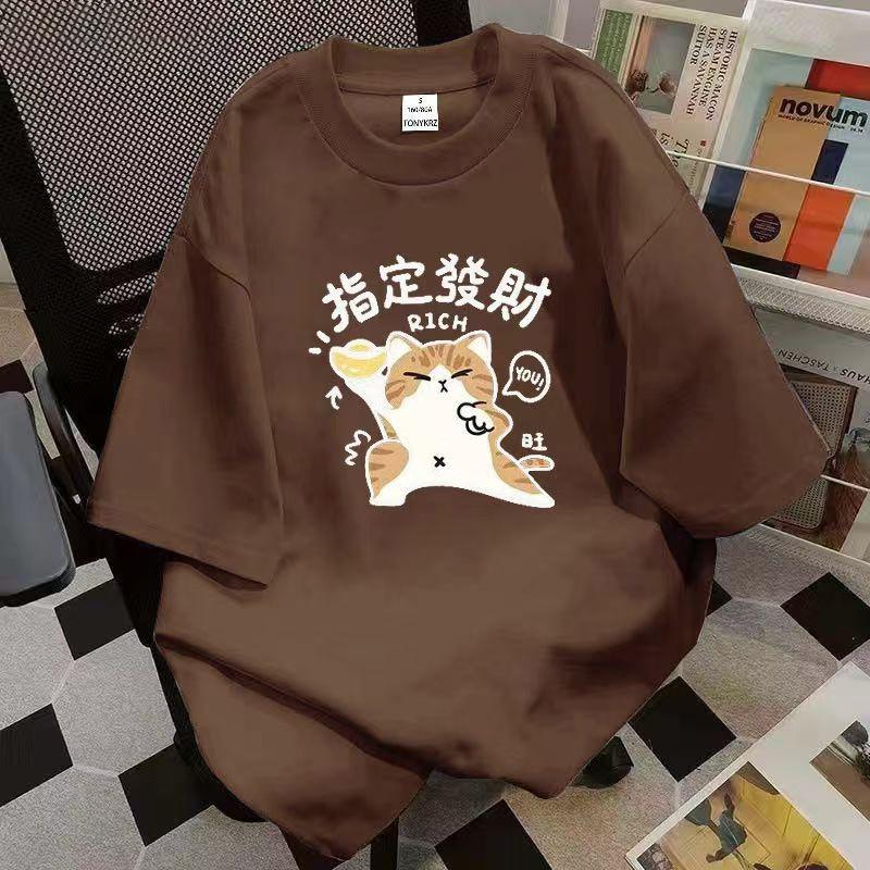 2025 New Cotton Short-sleeved T-shirt Female Summer Loose Trend Printing Fashion Tops