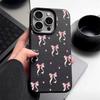 Pink Bow Pattern Leather Texture TPU Case For iPhone 16E 16 15 14 13 Pro Max 12 15 Pro 11 Shockproof Soft Silicone Phone Cover