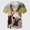 Summer 3D Animal Donkey Graphic T Shirts Men Fashion Casual Personality Printed Hip Hop Street Style Round Neck Short Sleeve