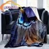 Colour Butterfly  Four Seasons Flower Flannel Blanket Warmth Soft Plush Sofa Bed Throwing   Fluffy