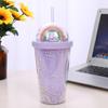 Creative Rainbow Plastic Water Cup Fashionable Large-capacity Ladies Straw Cup Sen Series Double Color Bead Smooth Drink Cup