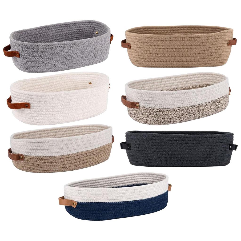 Cotton Rope Woven Basket Storage Basket Simple Toilet Basket with Handles for