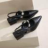 Hot Selling 2025 New High Quality Leather Strap Heel Women's Retro Mary Jane Shoes Black Metal Buckle Pump Fashion Women's Shoes