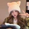 Korean Bow Hat Women's Cute Cat Ear Knitted Hat Outdoor Warm Versatile Wool Hat Student Pullover Cold Hat