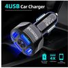 Super 4-Ports USB Car Charger Adapter QC3.0 Fast Mobile Phone Charge Compatible