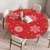 Yousheng Fitted Christmas Round Tablecloth Holiday Snowflakes Table Cover with Elastic Edge Water-Resistant Christmas Tree Table Cover for Round