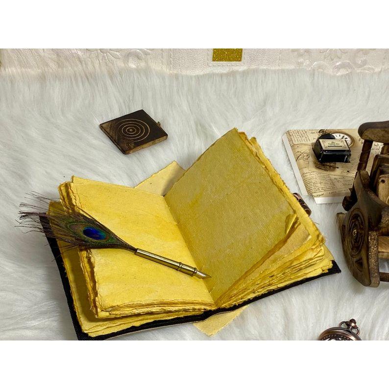 Blank Spell Book of Shadows Handmade Luna Moth Sun and Moon Vintage Journal Junk Journal Gifts for Men and Women