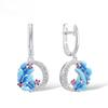 New Arrival Blue Flower Shape Stud Earrings Round Zircon Jewelry Fashion Women Girl Ear Accessories
