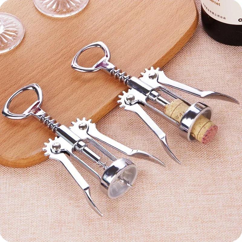 1PC Portable Zinc Alloy Red Wine Bottle Opener Wing Type Metal Cork Drill Bottle Opener Cork Drill Bottle Extractor