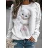 Funny Cat Print Hoodie Women's Fashion Crew Neck Sweatshirt Animal Jacket Women's Sweater Innerwear Kawaii Sweatshirt Women