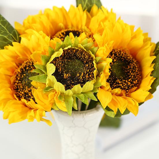Durable Fake Sunflowers Clear Texture Faux Silk Anti-fall