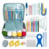 Knitting Crochet Hook Set DIY Craft Sewing Tools with Bag Steel Large Eye Blunt Needles Markers Ergonomic Handle Colorful Hooks