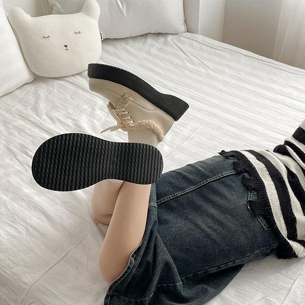 Versatile Thick-soled Velvet Small Leather Shoes for Women's British Style 2025 Autumn and Winter New Models Versatile Mary Jane Single Shoes for Wome