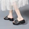 Thick-soled Slippers Women's Outer Wear 2025 Summer European and American Style Muffin and One-character Open-toed Sandals Sequined Wedge Slippers
