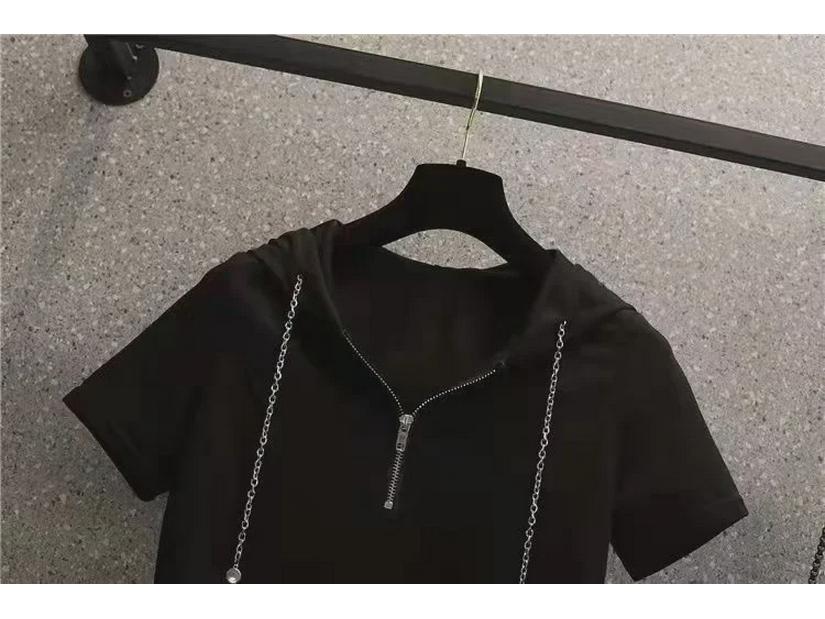 Plus Size Women's Loose Fit Summer Sports Set - Irregular T-Shirt & Wide-Leg Shorts