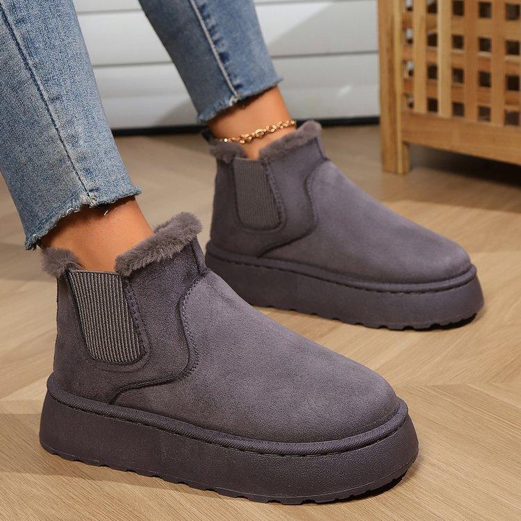 2024 Autumn/Winter New Women's Thick Soled Snow Boots Cotton Shoes with Velvet Inner Round Head Sleeve Foot Cotton Boots