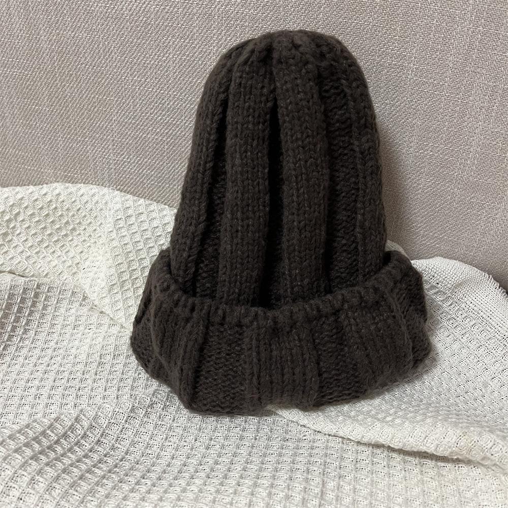 Do Not Pick People, Solid Color Knitted Hats for Men and Women, Thickened and Showing the Face, Small Cone Top Wool Hat, Bare Body Pullover Hat Tide