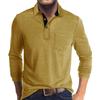 Men's Spring And Autumn Solid Color T-shirt Lapel 3 Button Open Placket Button Long Sleeved Top