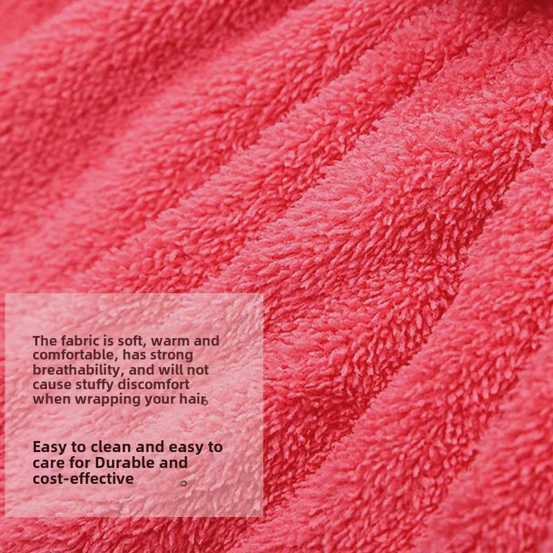 Coral Velvet Quick-Dry Bow Shower Cap for Women