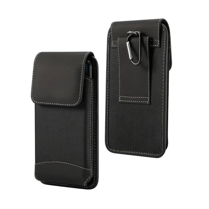 Étui Pour Oppo Reno (2019) Housse Ceinture Verticale Cuir Et Nylon - Noir