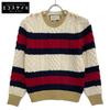 434363 X5D24 Multicolor Wool GG Pearl Button Stripe Knit Pullover Tops M multicolorUsed