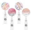 Retractable Badge Holder Reel Clip Marble Print Nurse Exhibition Card Holders Woman Doctor ID Card Chain Clips