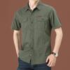 Men's Casual Loose-Fit Long-Sleeve Shirt - Solid Color, Large Size, Autumn Workwear with Pocket
