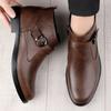 Winter Business Leather Boots Plush Warm Chelsea Men Boots Formal High Top Leather Shoes British High Quality Trendy Ankle Boots