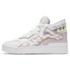 Li Ning Disney X Weiwu Midprm Leather Trendy Slip Resistant Durable Lightweight High Top Sneakers Women Sneakers White Pink AGCS152-2