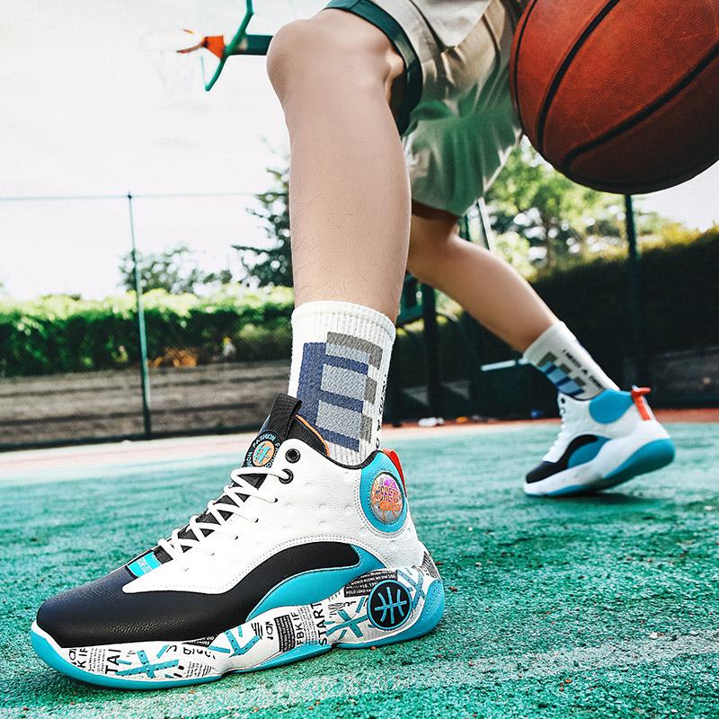 Youth Basketball Shoes Outdoor Sports Shoes Men's Fashion Shoes Thick Soles Increase Student Sports Anti-slip Shock Absorption
