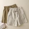 Summer Thin Cotton and Linen Literary Loose Casual Wide-leg Pants A-word High-waisted Shorts Women