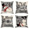 Christmas Decoration Pillowcase Merry Christmas Snowman Pattern Is Suitable for Home Living Room Room Sofa Cushion Cover