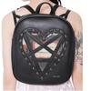 Women Pu Leather Backpack Harjuku Gothic Heart Shaped Rivet Punk Pentagram Medium Casual Rock Bags