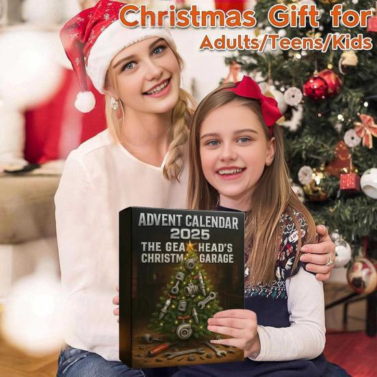 Gearhead Advent Calendar 2025 24-Day Christmas Countdown Box with Acrylic Miniature Car Parts Tools