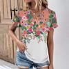 Fashion Women's T-Shirts Fashion Tops V-Neck Floral Print T Shirt Female Short Sleeve Top Casual Tees Summer Oversized Clothing