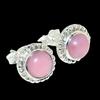 Natural Pink Opal Gemstone Handmade 925 Solid Sterling Silver Stud Earrings j7M68