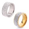 8mm Women/Men Inlaid Unisex Stainless Steel Band Ring Weddig Full Filled Zircon