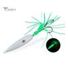 15CM/5.91G Luminous Squid Jig Hook Slow Shaking Glow-in-the-dark Squid Skirt Lure with Weight Sinker Deep Sea Trolling Fishing Bait Freshwater