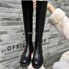 Ботинки из толстой коровьей кожи средней длины на толстой подошве, эластичные ботфорты, женские осенне-зимние кожаные сапоги до колена