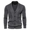 Cotton Cardigan Men Casual Single Breasted Solid Color Business Mens Cardigans New Winter Fashion Sweater Men
